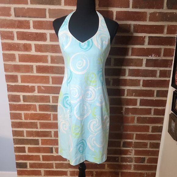 Becky Anf Max Halter Neck Swirl Pattern Dress, Size 4 - Picture 1 of 7